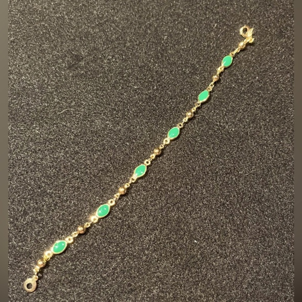 Gold Plated Charm Bracelet - Green and Gold